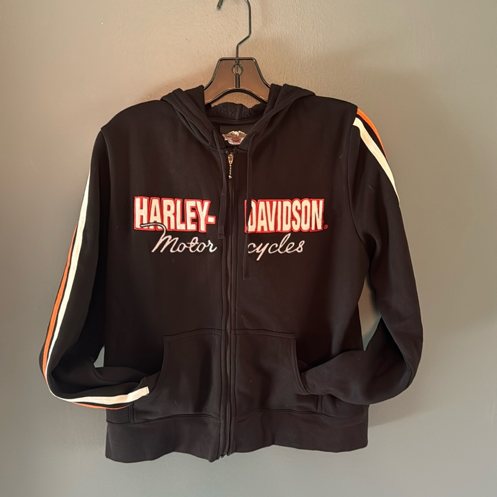 HARLEY DAVIDSON EMBROIDERED FULL ZIP HOODED SWEATSHIRT